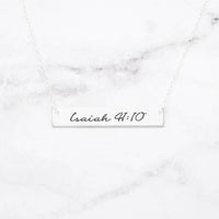 Thumbnail for Isaiah 41:10 Necklace - Rose Gold Bar Necklace -