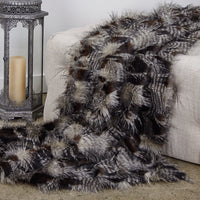 Thumbnail for Porcupine Dark Brown and Beige Faux Fur Luxury Throw - 14 SIZES -