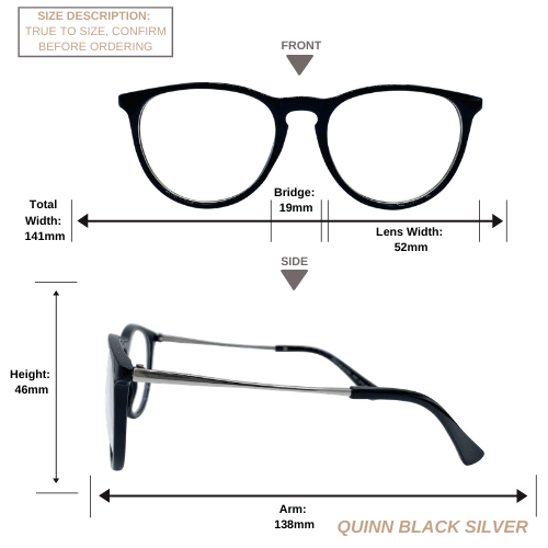 Quinn | Black Silver | Blue Light Blocking Glasses - 1 COLOR -