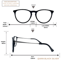 Thumbnail for Quinn | Black Silver | Blue Light Blocking Glasses - 1 COLOR -