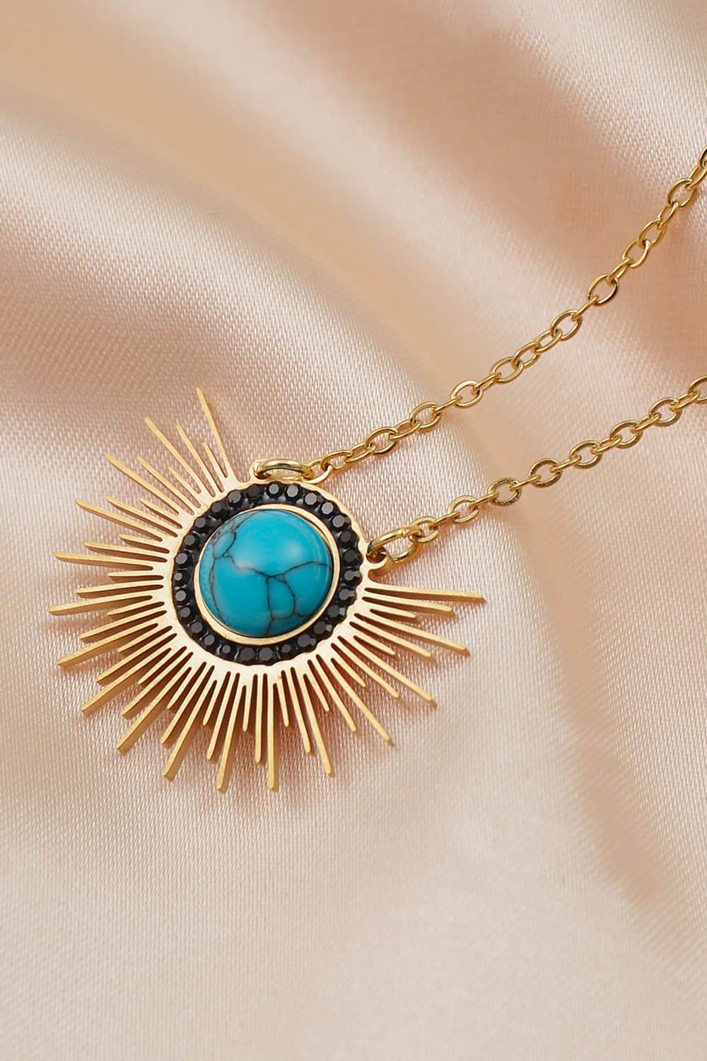 Turquoise 14K Gold Plated Pendant Necklace - T -