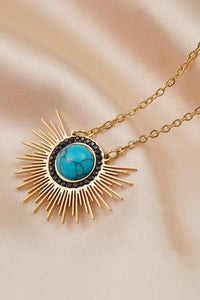 Thumbnail for Turquoise 14K Gold Plated Pendant Necklace - T -