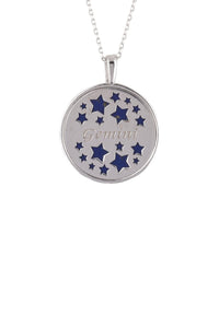 Thumbnail for Zodiac Lapis Lazuli Gemstone Star Constellation Pendant Necklace Silver Gemini -