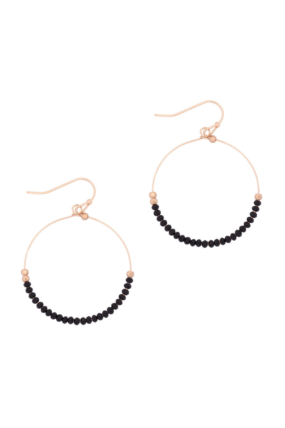 Riah Fashion - Glass Bead Round Earrings - 6 COLORS