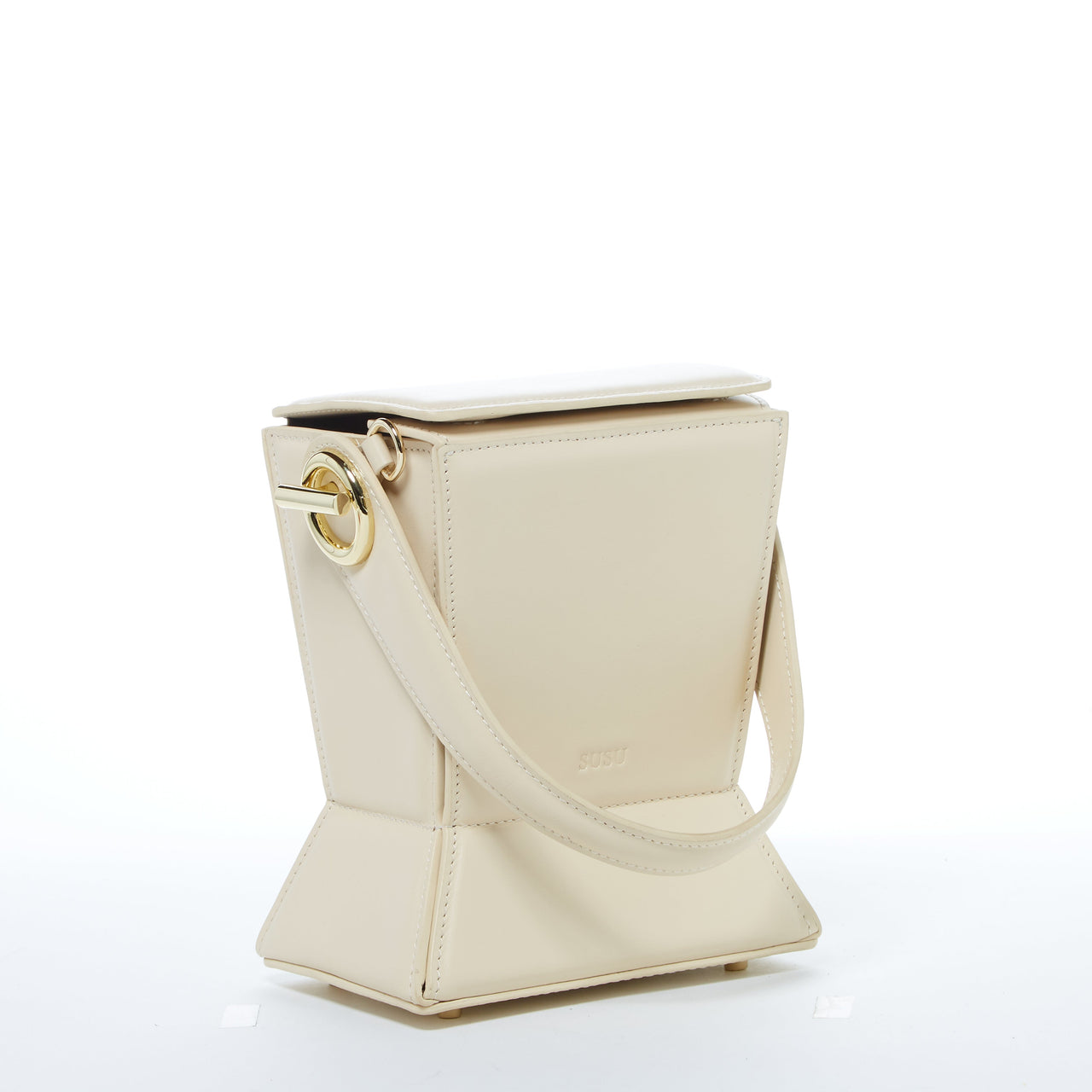 Amber Leather Bucket Bag Creamy Off White -