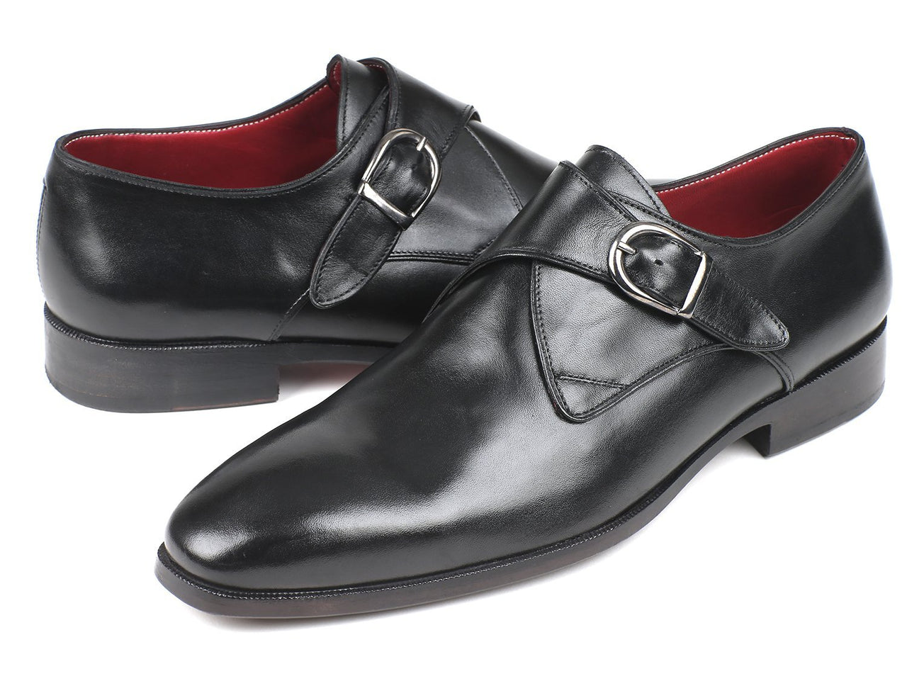 Paul Parkman - Black Leather Single Monkstraps -