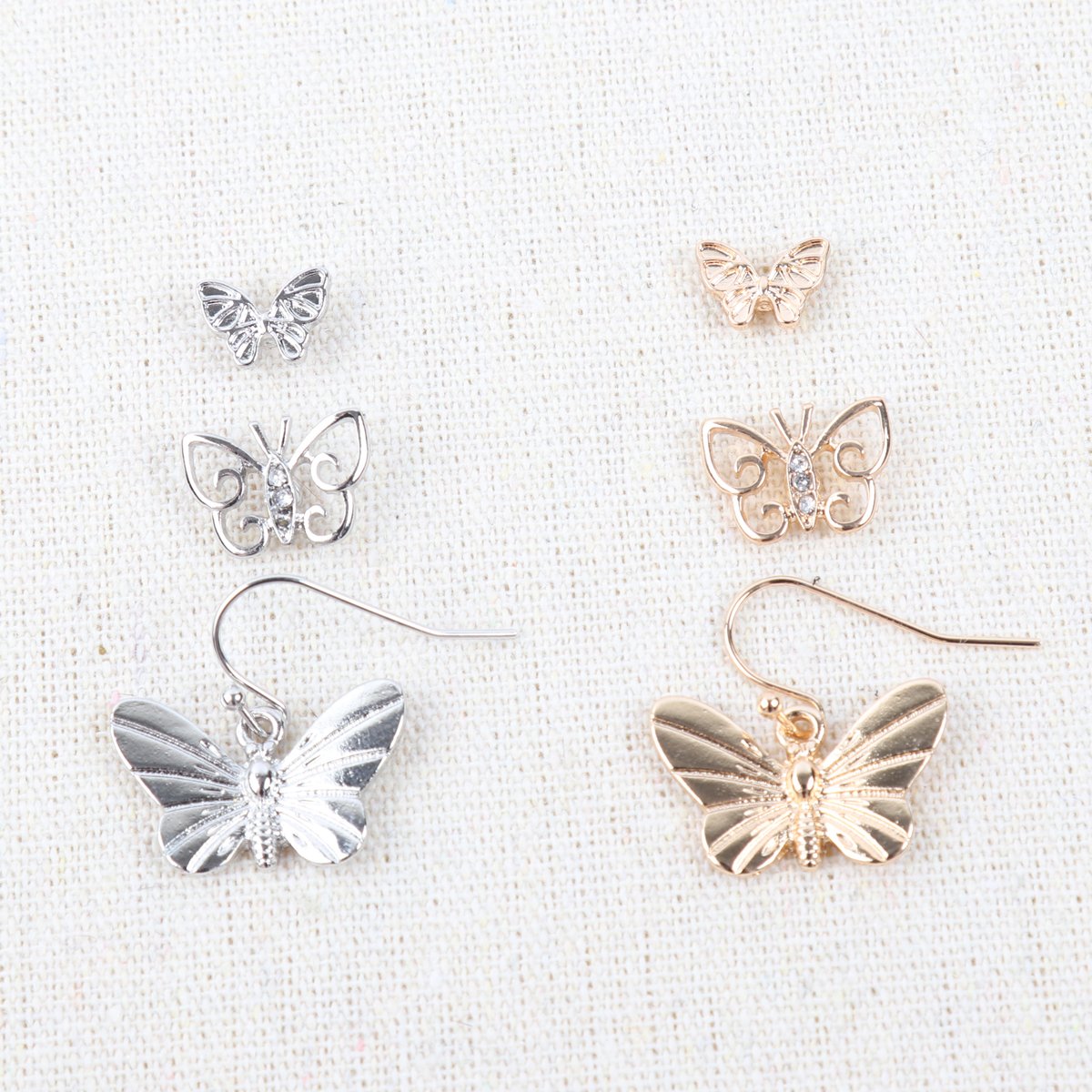 Butterfly Three-Set Earrings - 2 FINISHES -