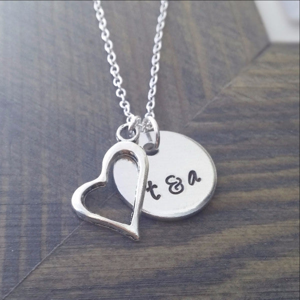 Custom Couples Initials Necklace -