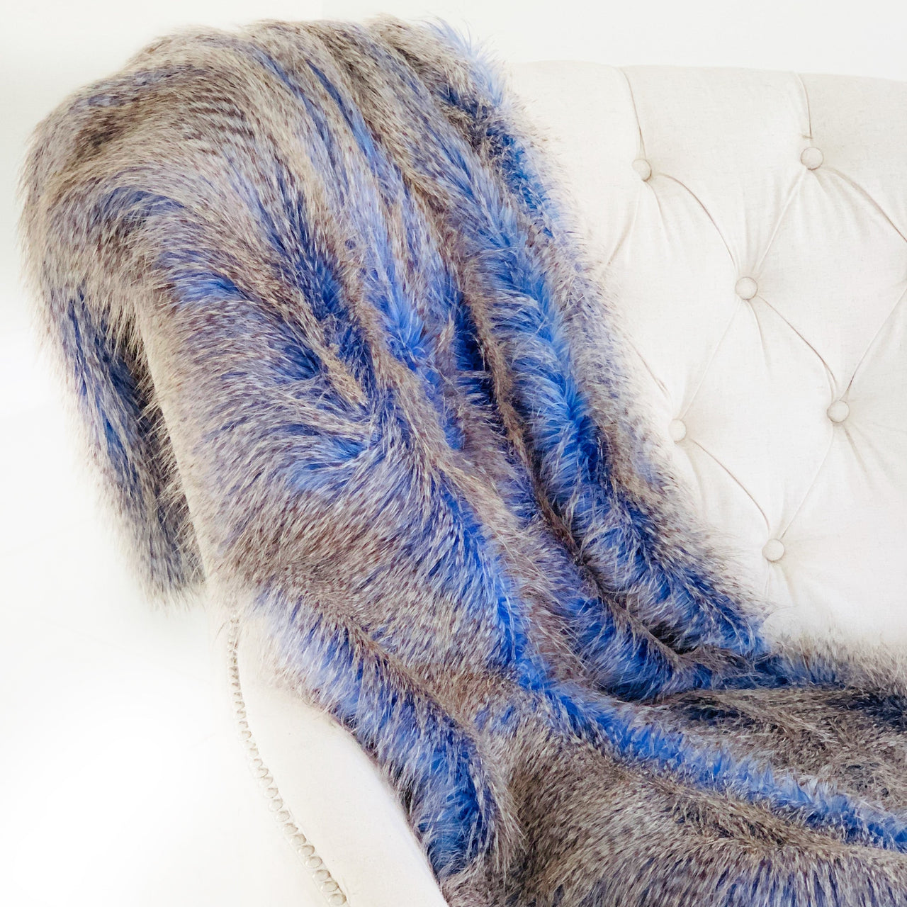 Plush Azure Jean Handmade Luxury Faux Fur Throw - 14 SIZES -