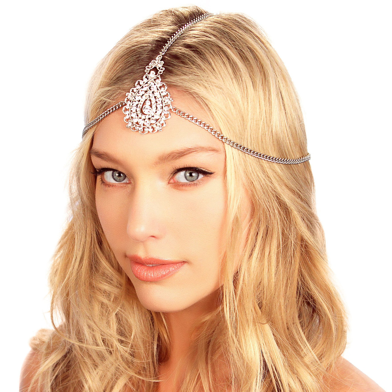 KRISTIN PERRY - Crusted Medallion Chain Headpiece -