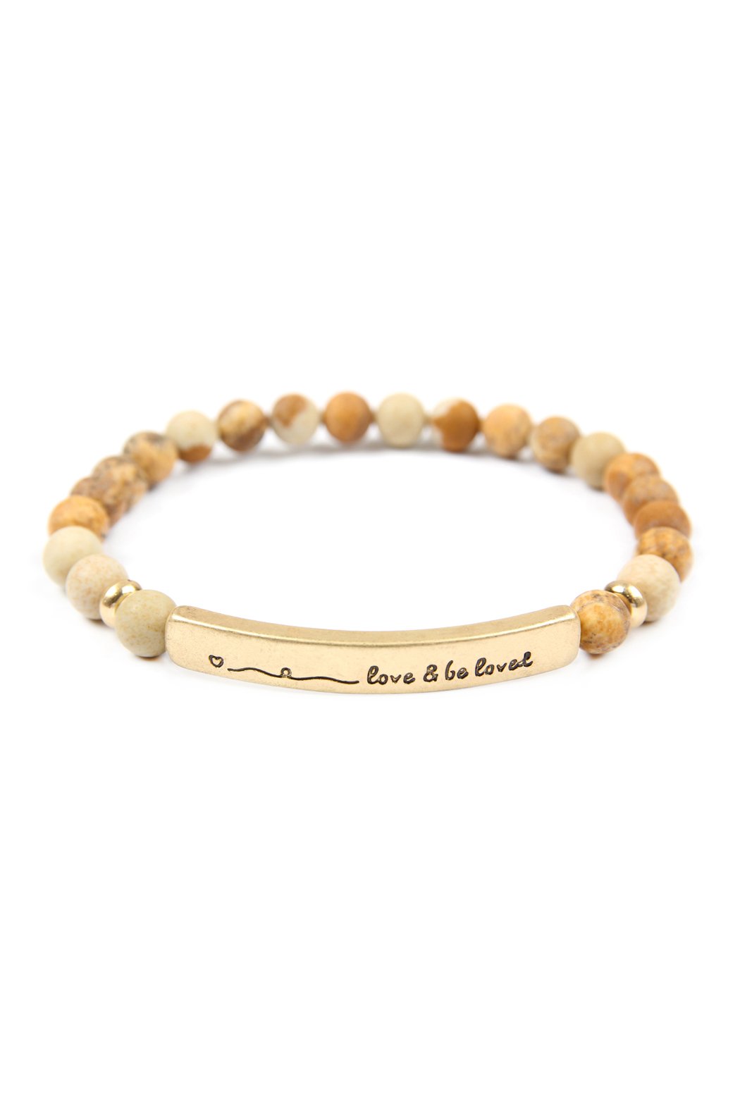 Riah Fashion - "Love and Be Loved" Natural Stone Stretch Bracelet - 2 TONES -