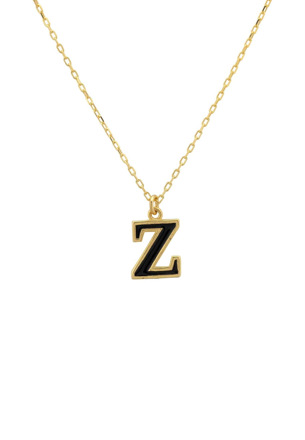 Initial Enamel Necklace Gold Z -