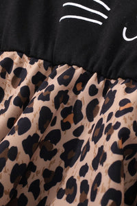 Thumbnail for Girls Leopard Graphic Handkerchief Hem Spliced Dress - T - 4T THRU 7 - 1 COLOR -