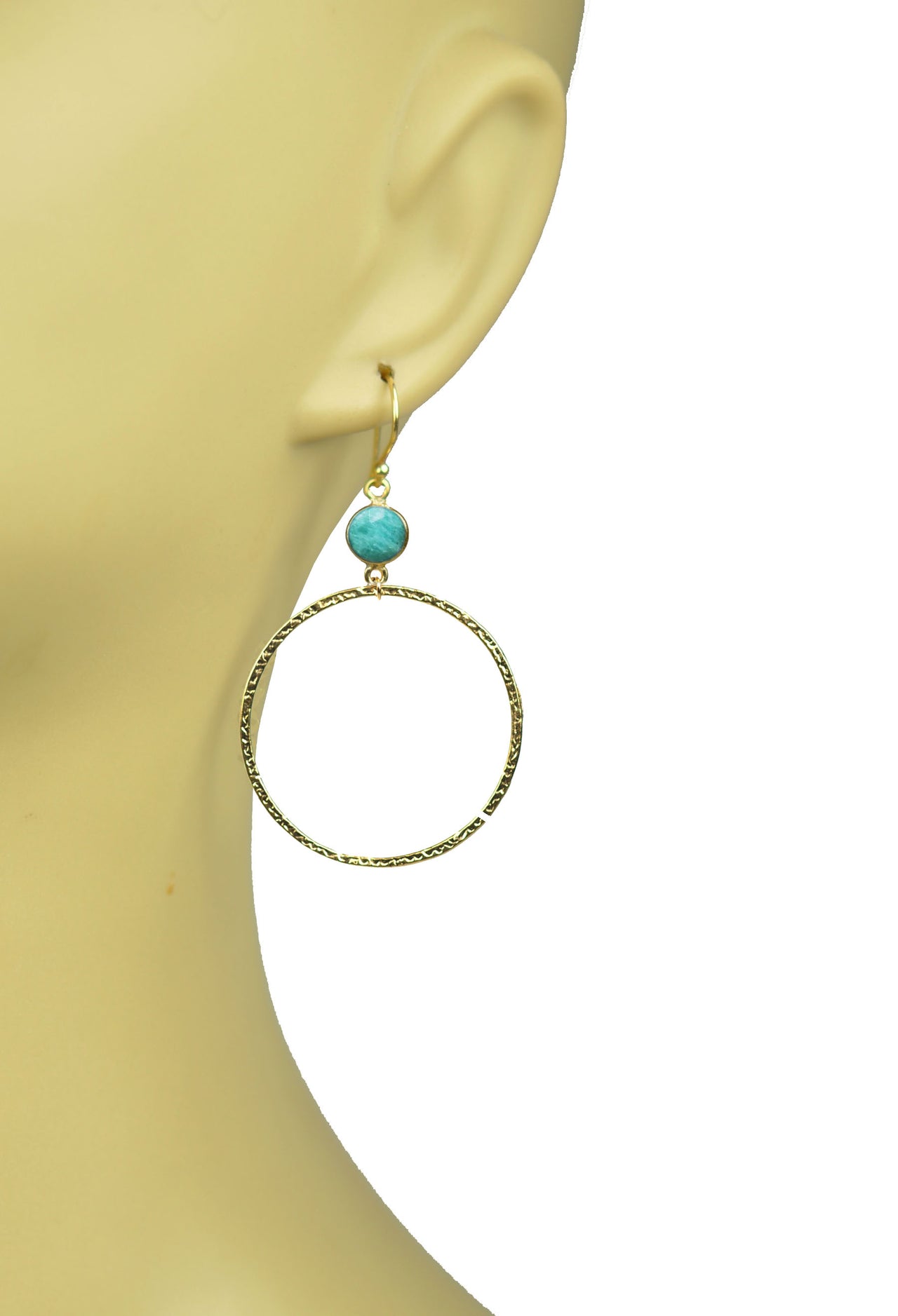 Gena Myint - Amazonite Bezel Circle Earrings -