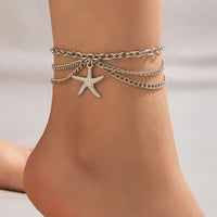 Thumbnail for Gold heart-shaped chain anklet tassel snake-shaped pendant three-layer anklet for women - K - 6 CHARMS -