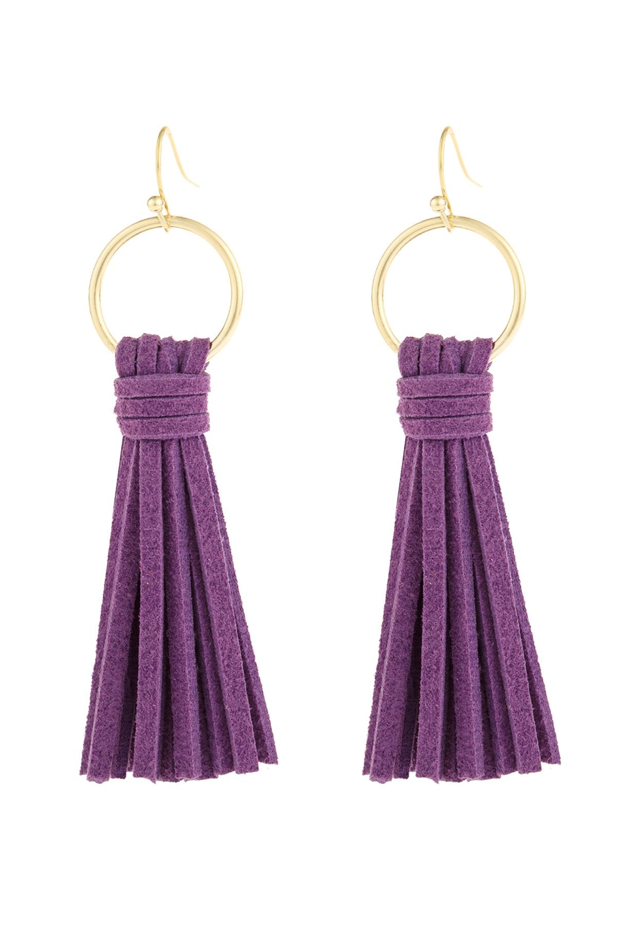 Riah Fashion - Leather Tassel Earrings - 14 COLORS -