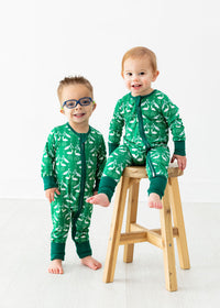 Thumbnail for Eclipse Kids - I'm Narwhally Sleepy - Green - Long Sleeve Zipper Sleep Romper -