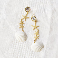 Thumbnail for Crystal Star Porcelain Seashell Earrings -