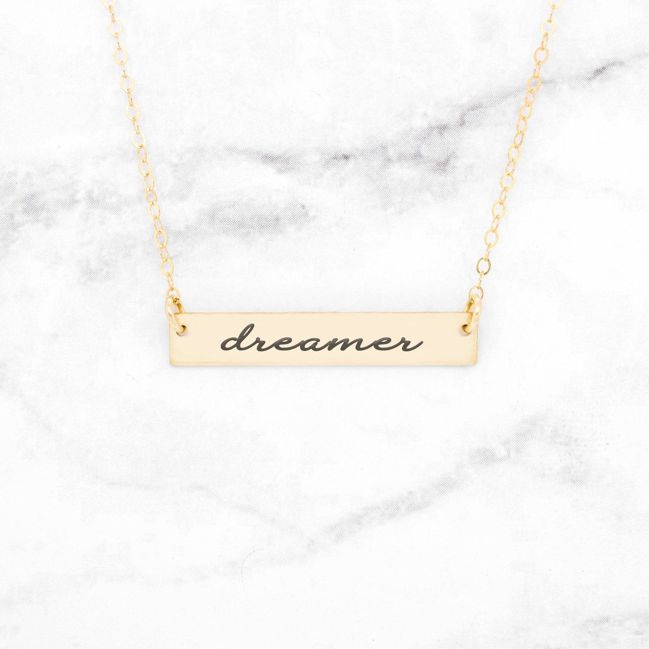 Dreamer Necklace - Rose Gold Bar Necklace -