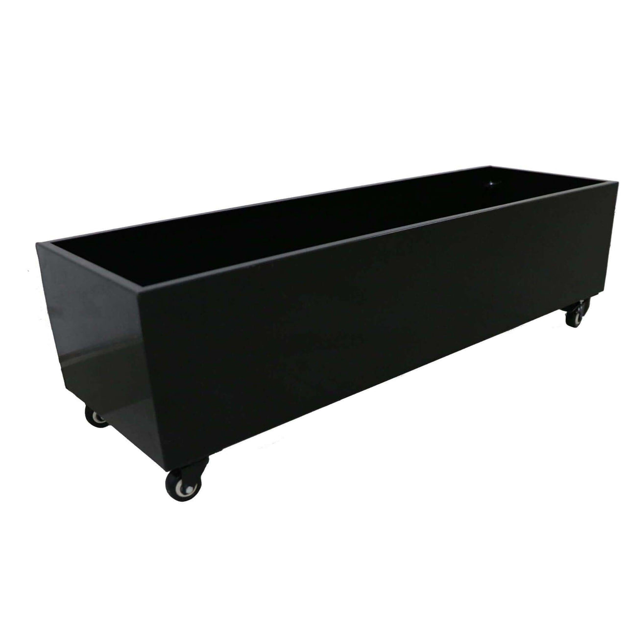 Black Metal Planter Medium + Wheels -