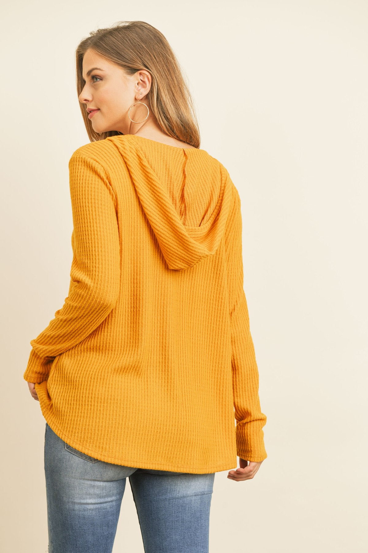 Riah Fashion - V-Neck Long Sleeved Waffle Top - 7 COLORS -