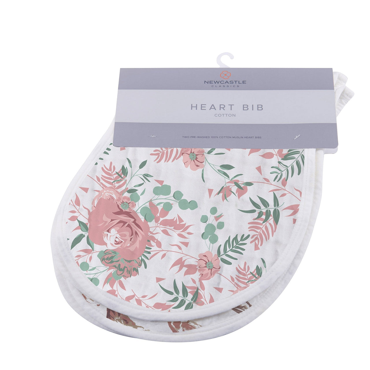 Newcastle - Horses & Roses Cotton Heart Bib 2PK -