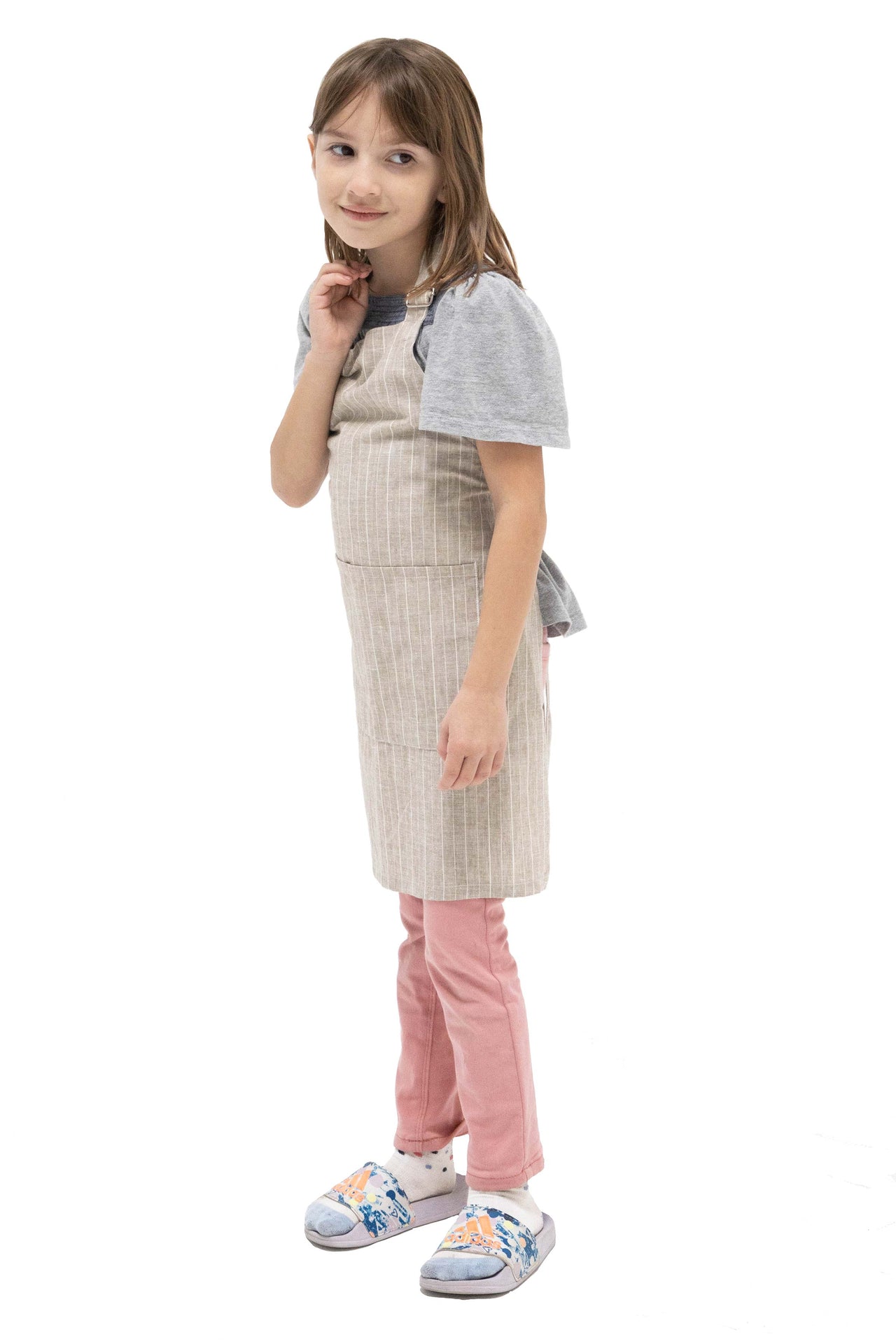 Natural Linen Stripe Children’s Apron - Clean Crafting!