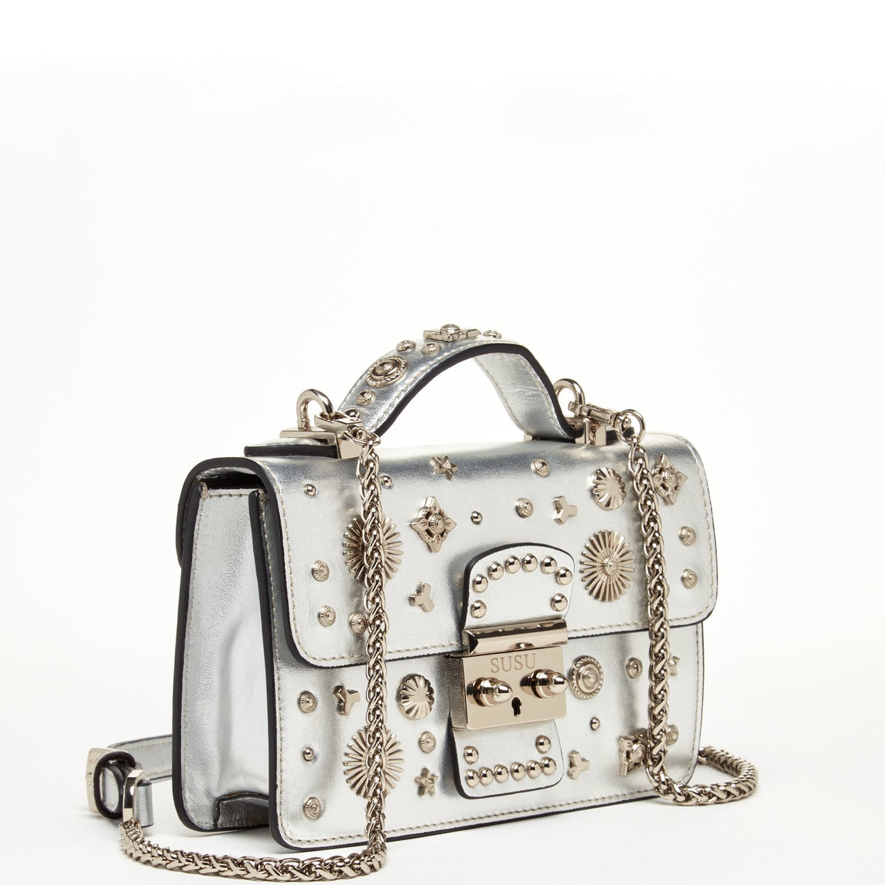 The Hollywood Leather Crossbody Bag Silver -