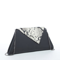 Thumbnail for Angelica Leather Clutch Black Snakeskin -