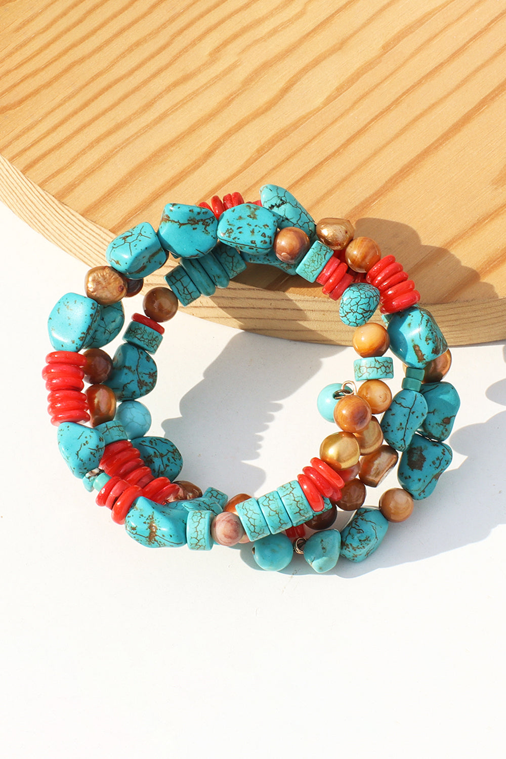 Layered Turquoise Bracelet - T - 1 MULTICOLOR -