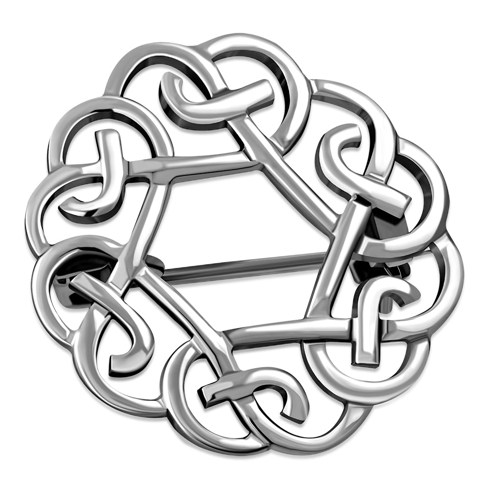 Fine Art Jewelry Co. - Celtic Knot Round 925 Sterling Silver Brooch -