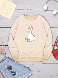 Thumbnail for Goose Graphic Round Neck Sweatshirt - T - 4 COLORS -