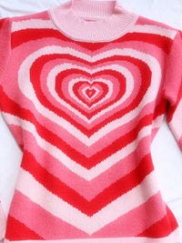 Thumbnail for Heart Mock Neck Long Sleeve Sweater - T - 4 COLORS -