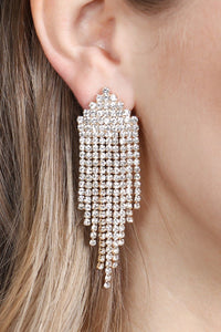 Thumbnail for Multi Line Rhinestone Fringe Post Earrings - 2 FINISHES -