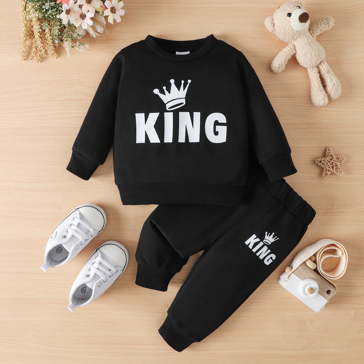 King Graphic Tee and Pants set - 2 PCS - T - 1 COLOR -