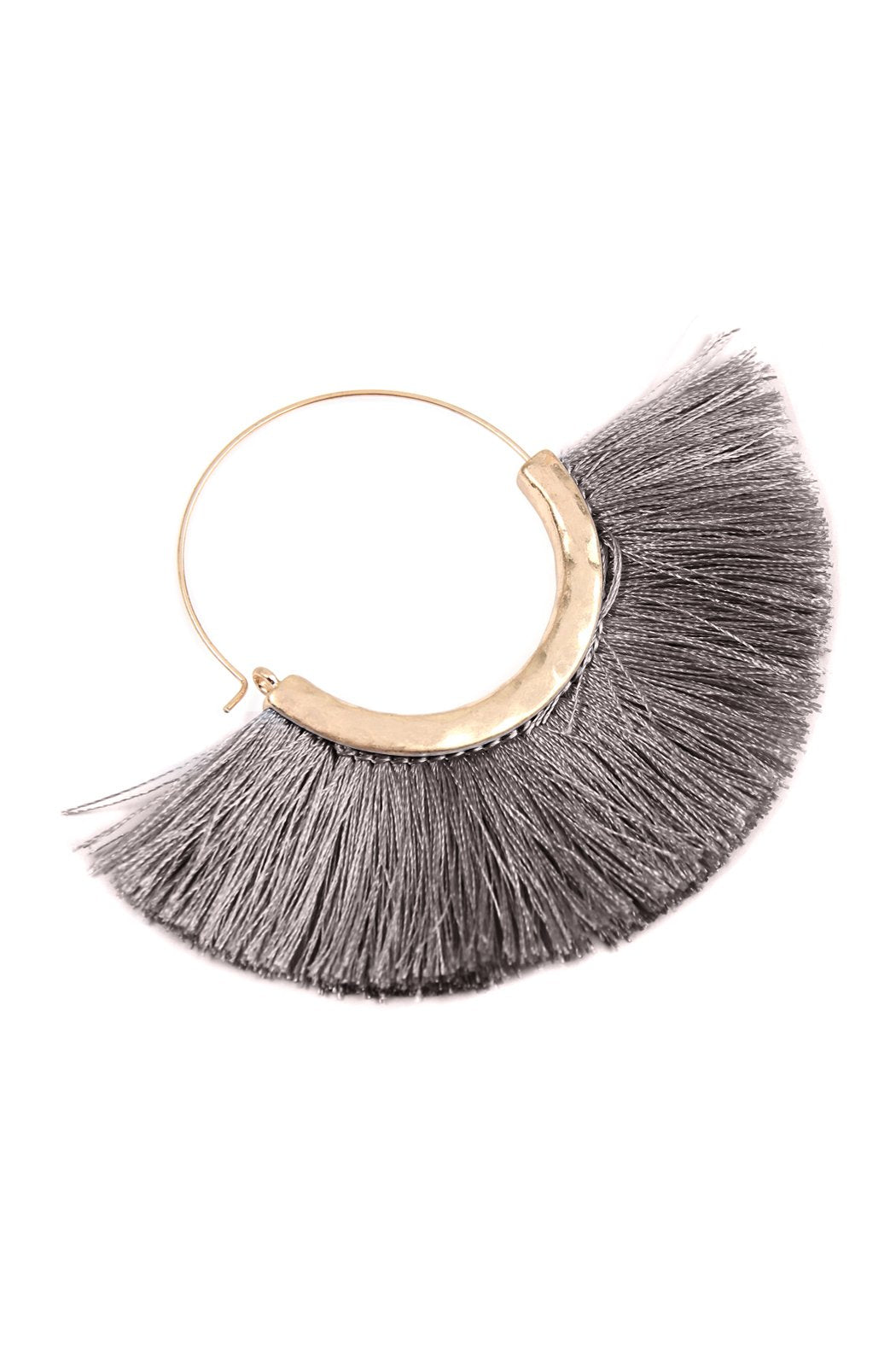 Tassel Fan Hoop Earrings - 15 COLORS -