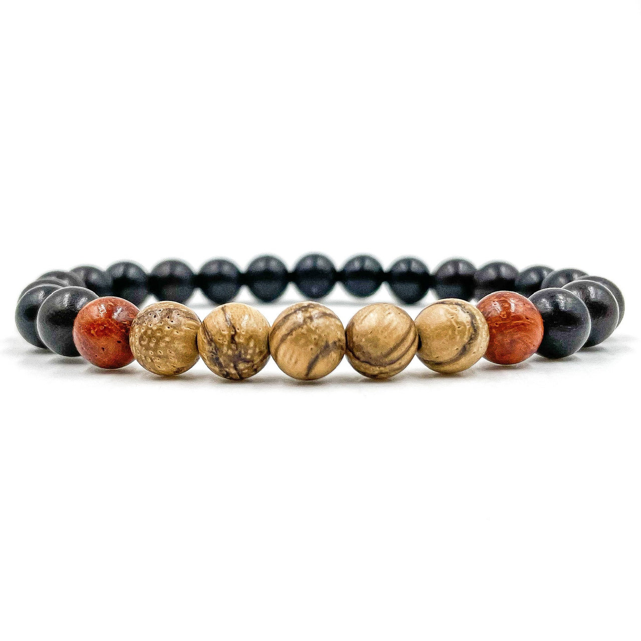 Kingston - Sandalwood, Red Rosewood, & Ebony Blackwood Mala Beaded Bracelet -