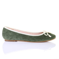 Thumbnail for Bow Suede Ballerina (Green) -