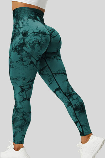 Printed High Waist Active Leggings - T - 5 COLORS -