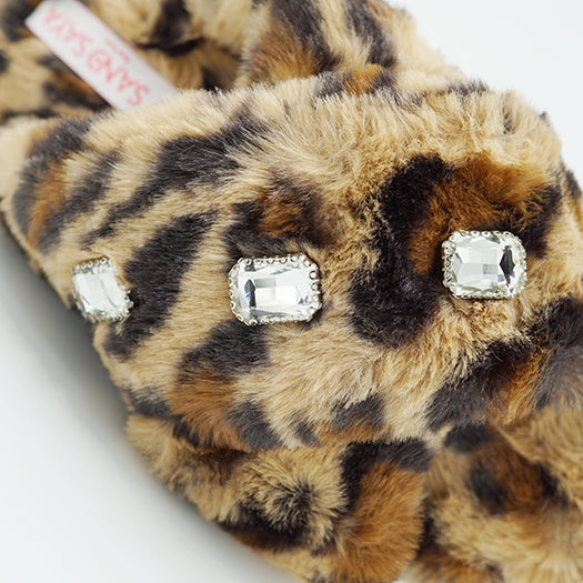 SAND BY SAYA N.Y. - Leopard Fur Slippers - Ultra Fluffy Ladies Room Shoes - 1 COLOR -