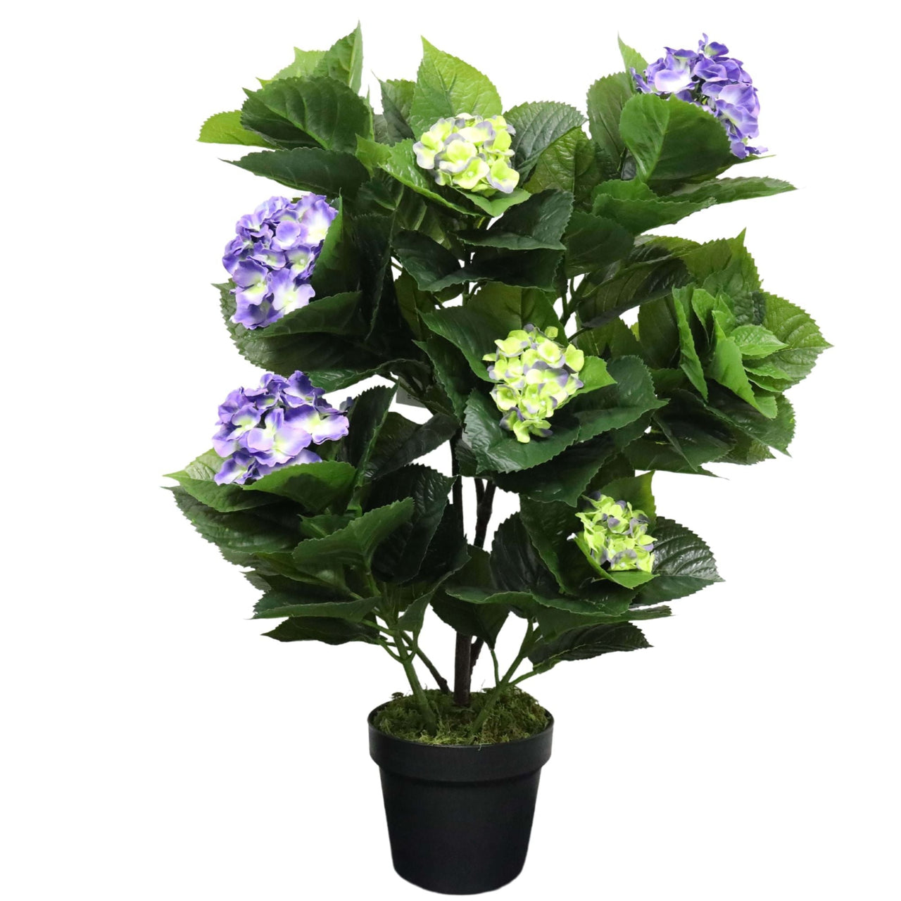 Artificial Hydrangea 74cm Potted (Mixed Purples and Yellows) -