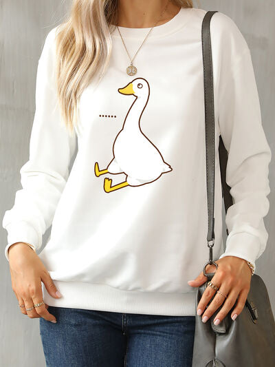 Goose Graphic Round Neck Sweatshirt - T - 4 COLORS -