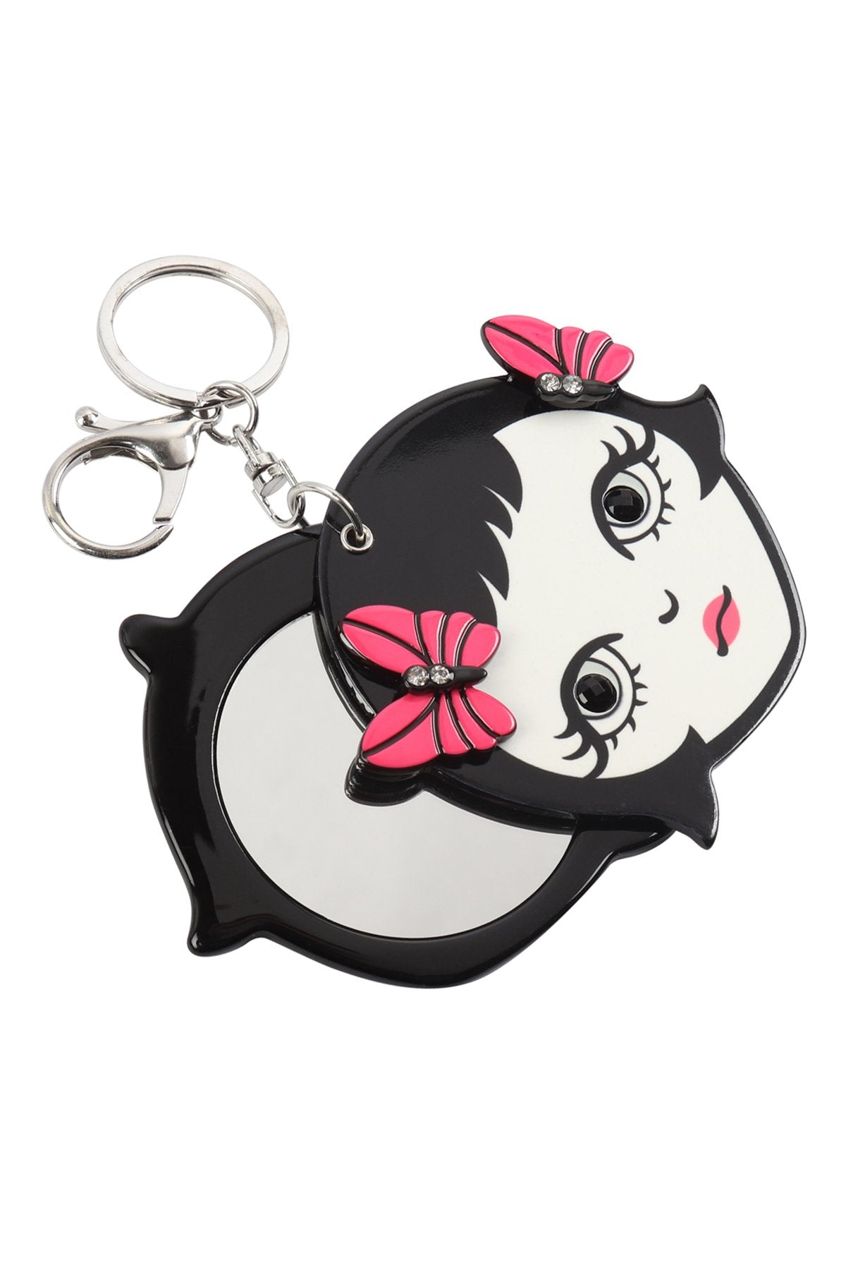 Riah Fashion - Pink Lip Girl With Mirror Keychain -