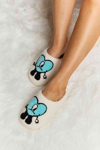 Thumbnail for Melody Love Heart Print Plush Slippers - T - 2 COLORS -