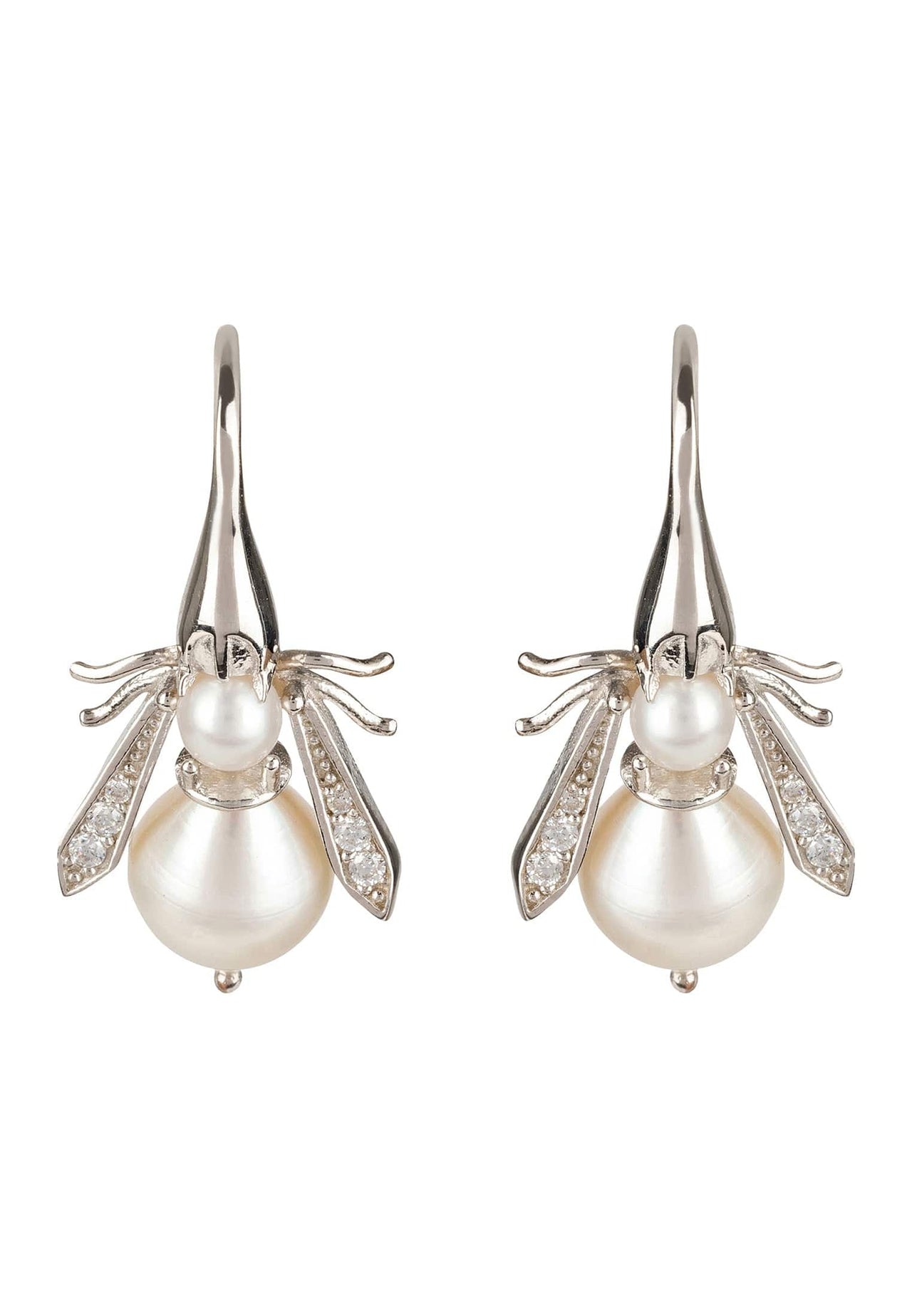 LATELITA - Pearl Honey Bee Earrings Silver -