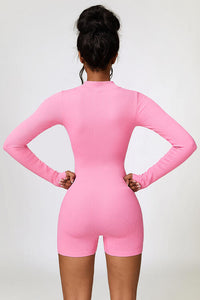 Thumbnail for Half Zip Long Sleeve Active Romper - T - 5 COLORS -