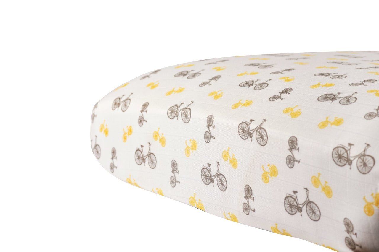 Newcastle - Vintage Bicycle Bamboo Muslin Crib Sheet -