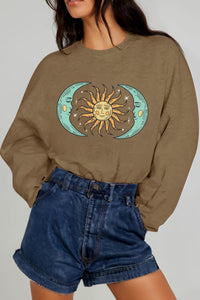 Thumbnail for Simply Love Full Size Sun and Moon Graphic Sweatshirt - T - 1 COLOR -