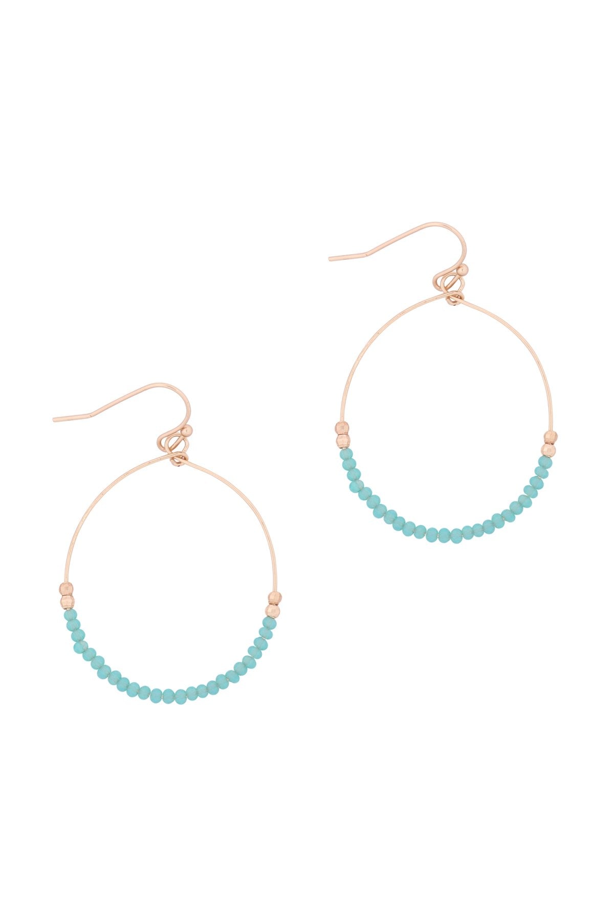 Riah Fashion - Glass Bead Round Earrings - 6 COLORS