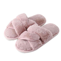 Thumbnail for Faux Fur Twisted Strap Slippers - T - 5 COLORS -